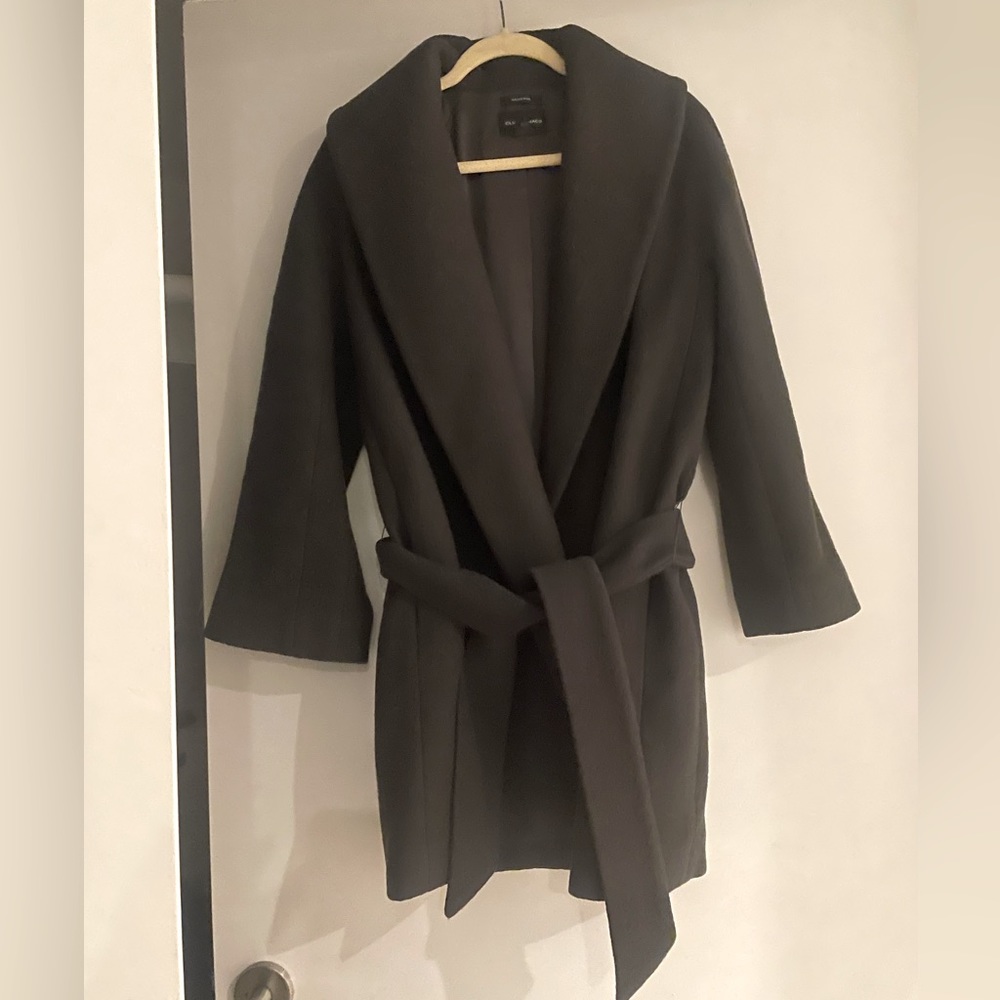 CLUB MONACO WOOL SHAWL WRAP OVERSIZED COAT SIZE XS FOREST GREEN